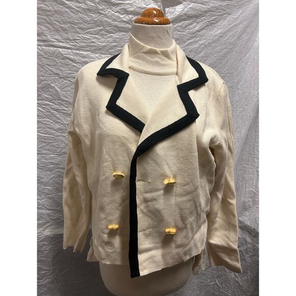 2 Piece Rodier Vintage Sweater and Turtleneck Set, Cream, Black, and Gold - Picture 1 of 8